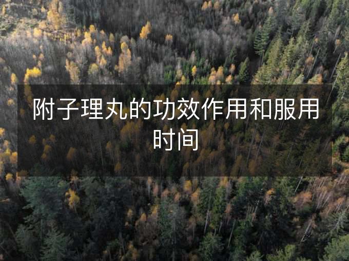 附子理丸的功效作用和服用时间